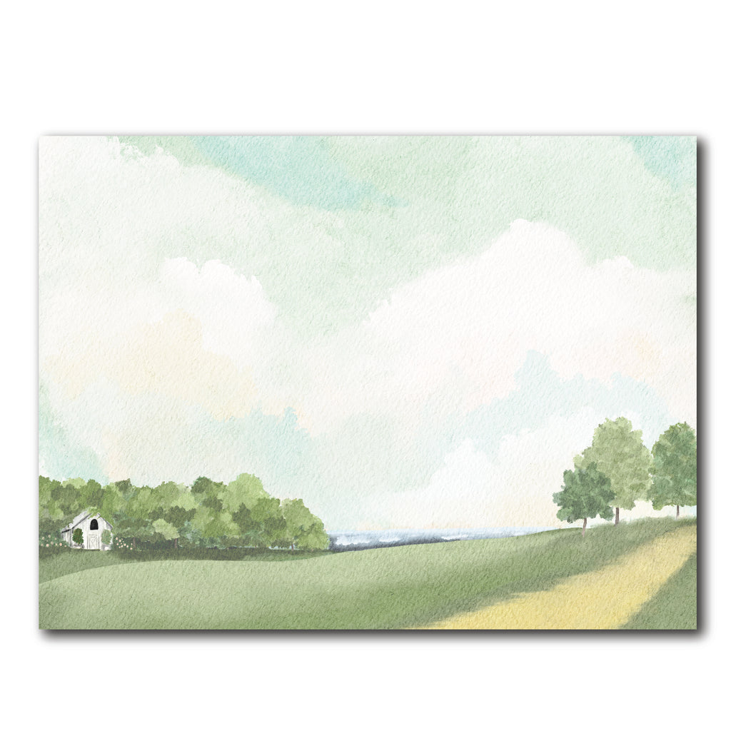 White Barn By The Lake - Gallery-Wrapped Canvas Wall Art
