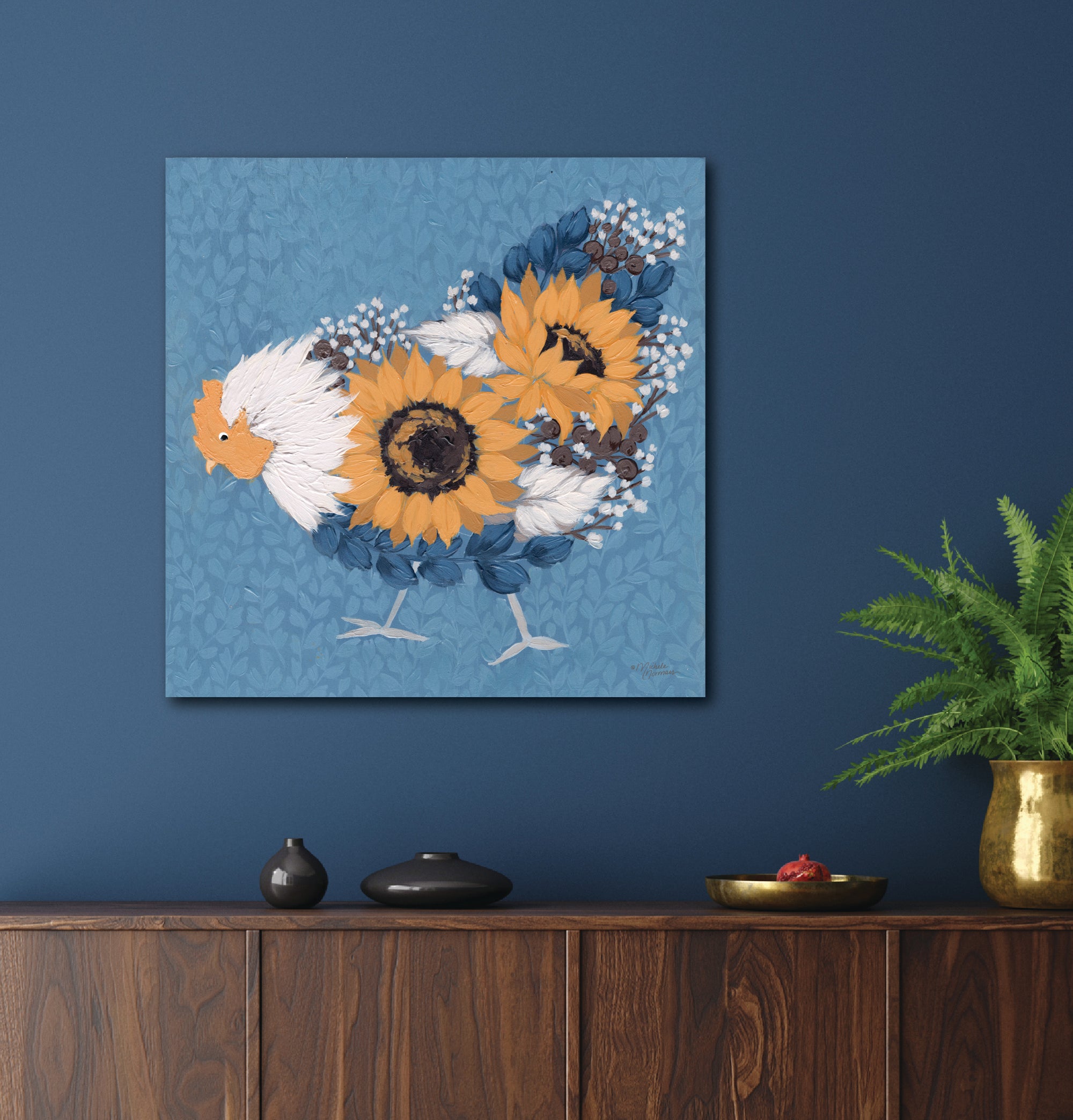 Sunflower Hen - Gallery-Wrapped Canvas Wall Art