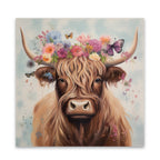 Floral Highland Cow - Gallery-Wrapped Canvas Wall Art