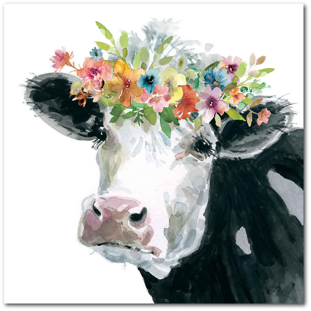 Flower Crown Cow - Gallery-Wrapped Canvas Wall Art
