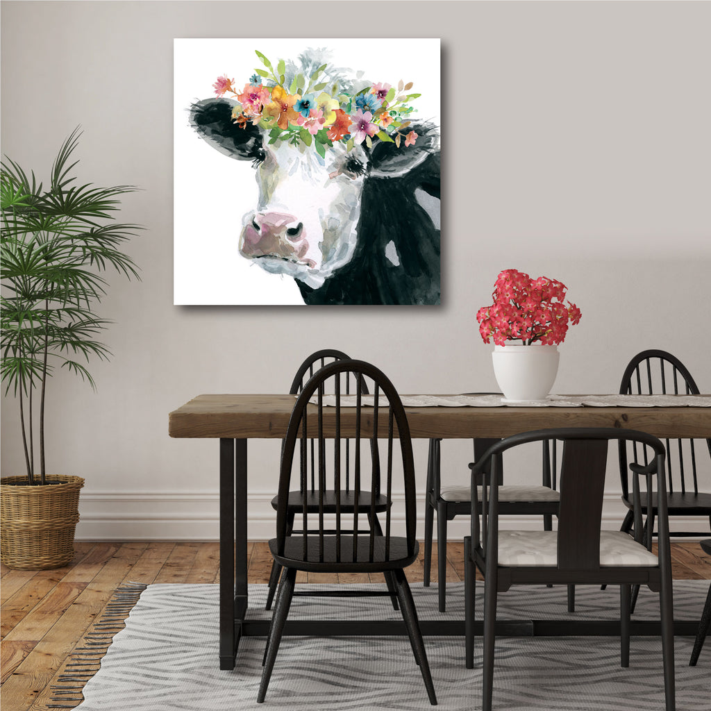 Flower Crown Cow - Gallery-Wrapped Canvas Wall Art