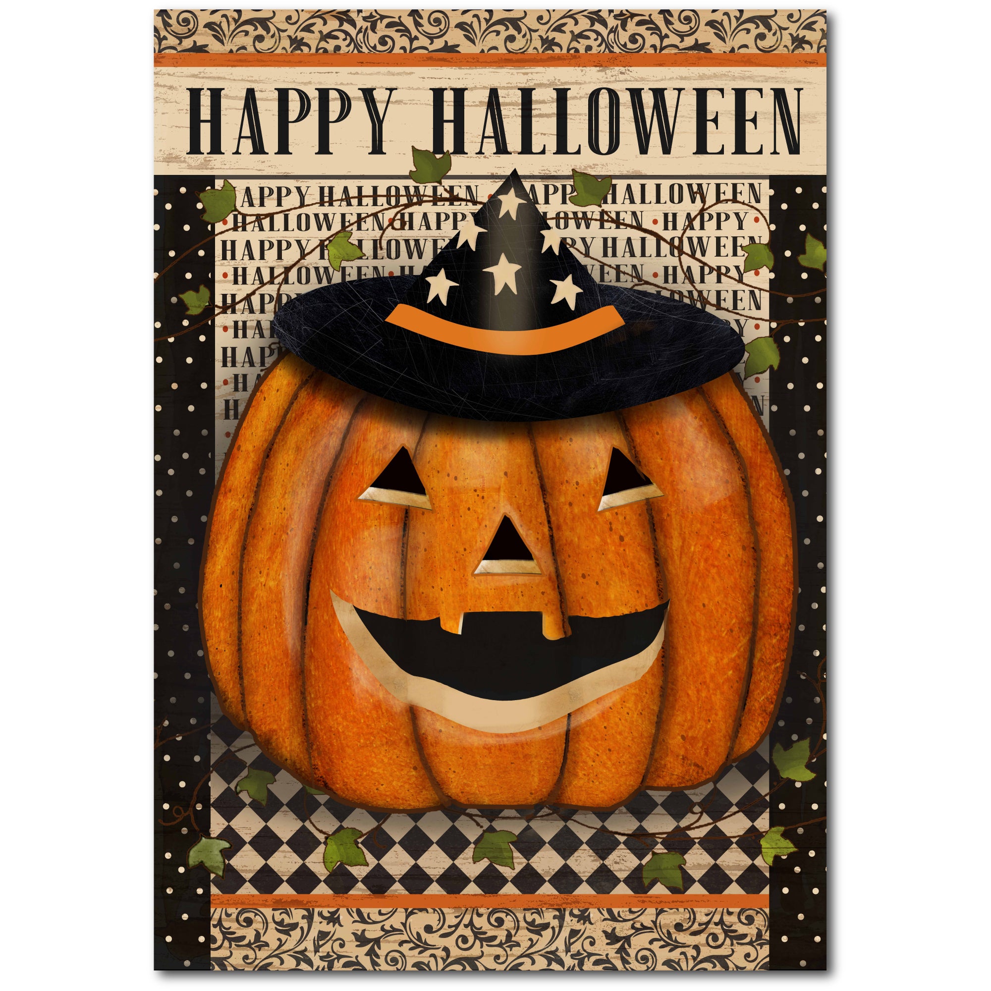 Jack O Lantern Witch Hat Gallery-Wrapped Canvas Wall Art