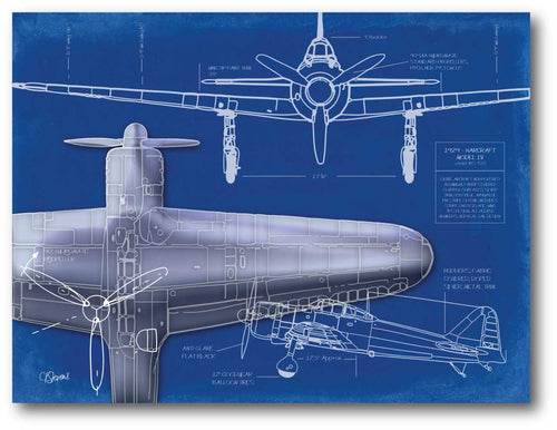 Airplane Blueprint I - Gallery-Wrapped Canvas Wall Art