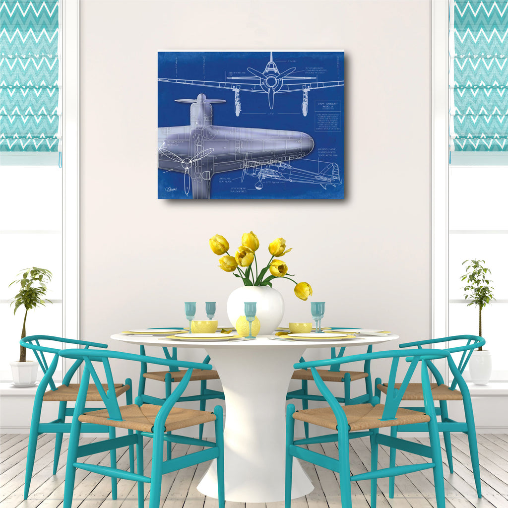 Airplane Blueprint I - Gallery-Wrapped Canvas Wall Art