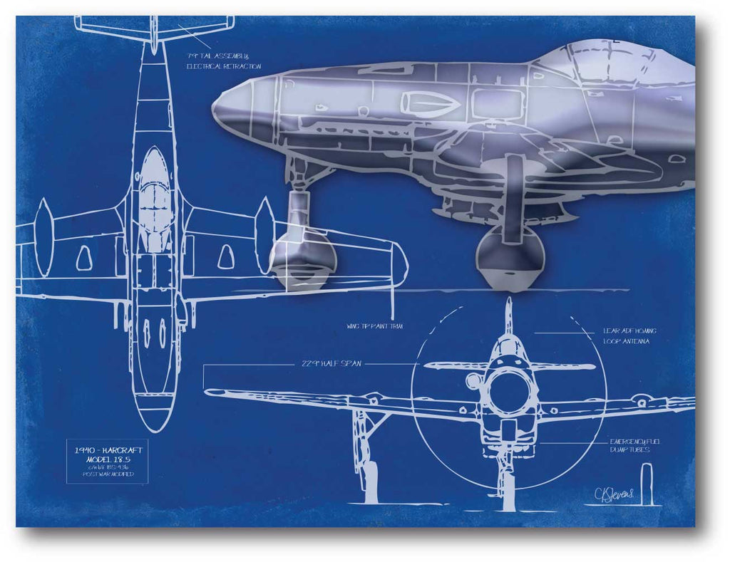 Airplane Blueprint II - Gallery-Wrapped Canvas Wall Art