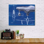 Airplane Blueprint II - Gallery-Wrapped Canvas Wall Art