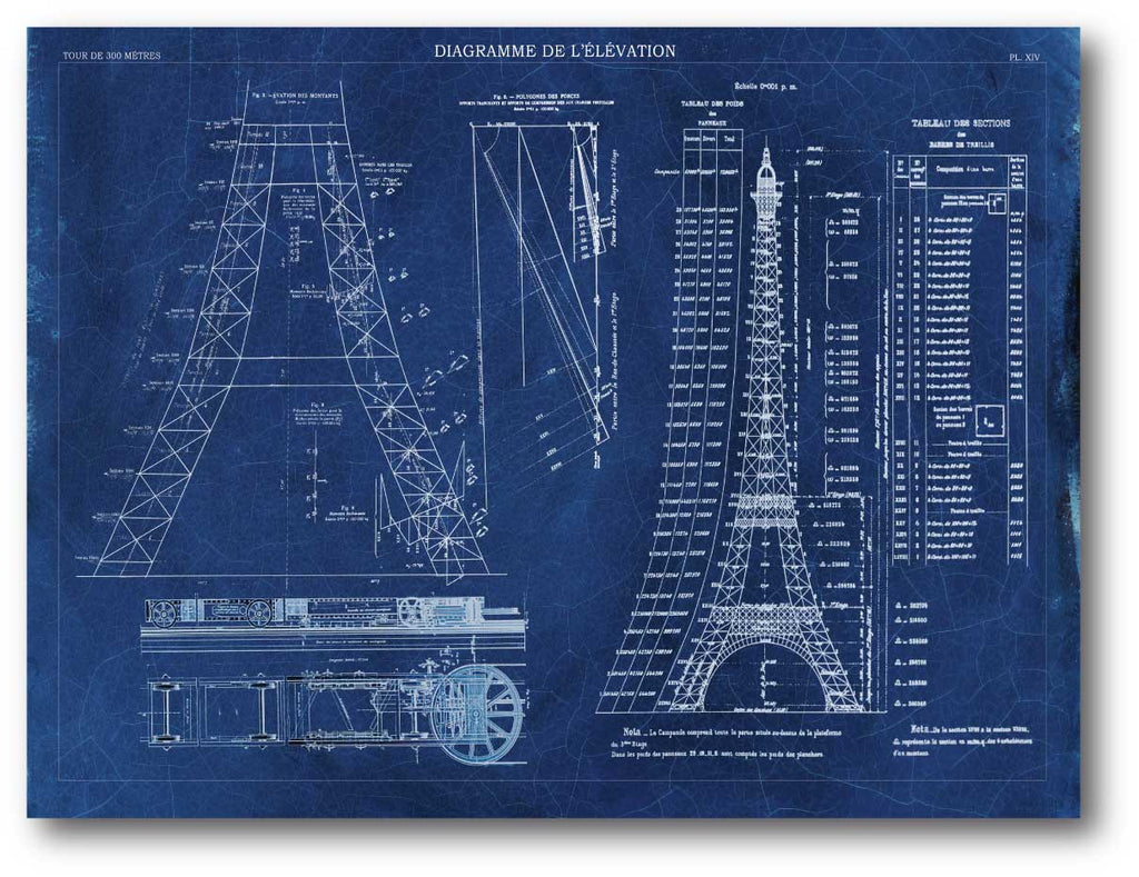 Eiffel Tower Rendering II - Gallery-Wrapped Canvas Wall Art