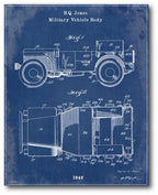 Blueprint Military Jeep - Gallery-Wrapped Canvas Wall Art