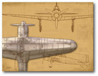 Airplane Blueprint Tan I - Gallery-Wrapped Canvas Wall Art