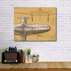 Airplane Blueprint Tan I - Gallery-Wrapped Canvas Wall Art