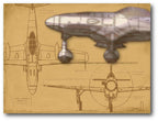 Airplane Blueprint Tan II - Gallery-Wrapped Canvas Wall Art