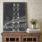 Suspension Bridge Blueprint II - Gallery-Wrapped Canvas Wall Art