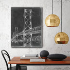 Suspension Bridge Blueprint II - Gallery-Wrapped Canvas Wall Art