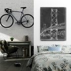 Suspension Bridge Blueprint II - Gallery-Wrapped Canvas Wall Art