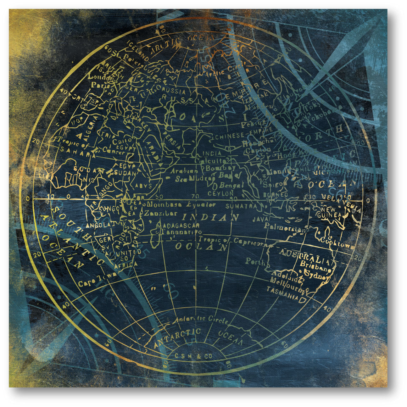 Golden Blue World - Gallery-Wrapped Canvas Wall Art