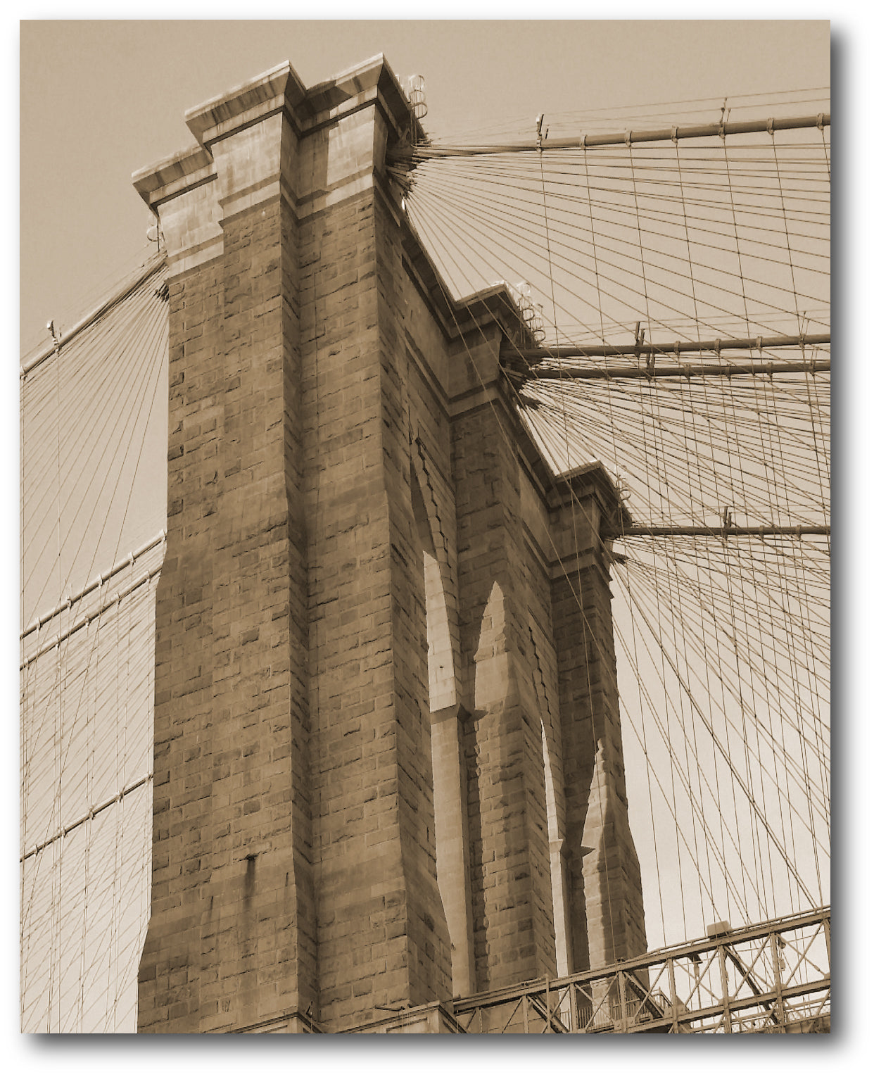 Sepia Brooklyn Bridge - Gallery-Wrapped Canvas Wall Art