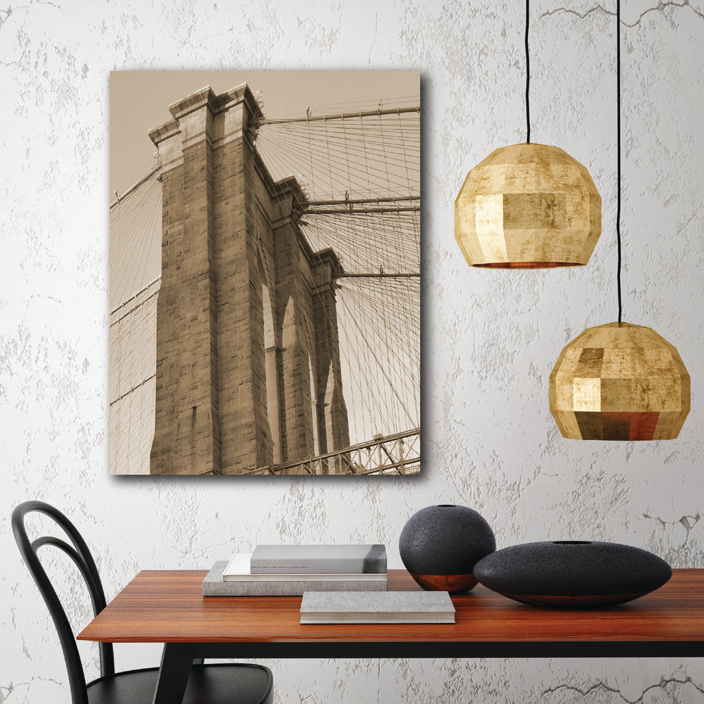 Sepia Brooklyn Bridge - Gallery-Wrapped Canvas Wall Art