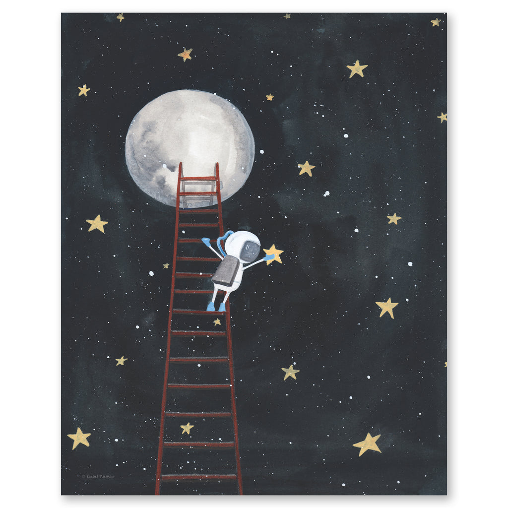 Moon Man Reach for the Stars - Gallery-Wrapped Canvas Wall Art