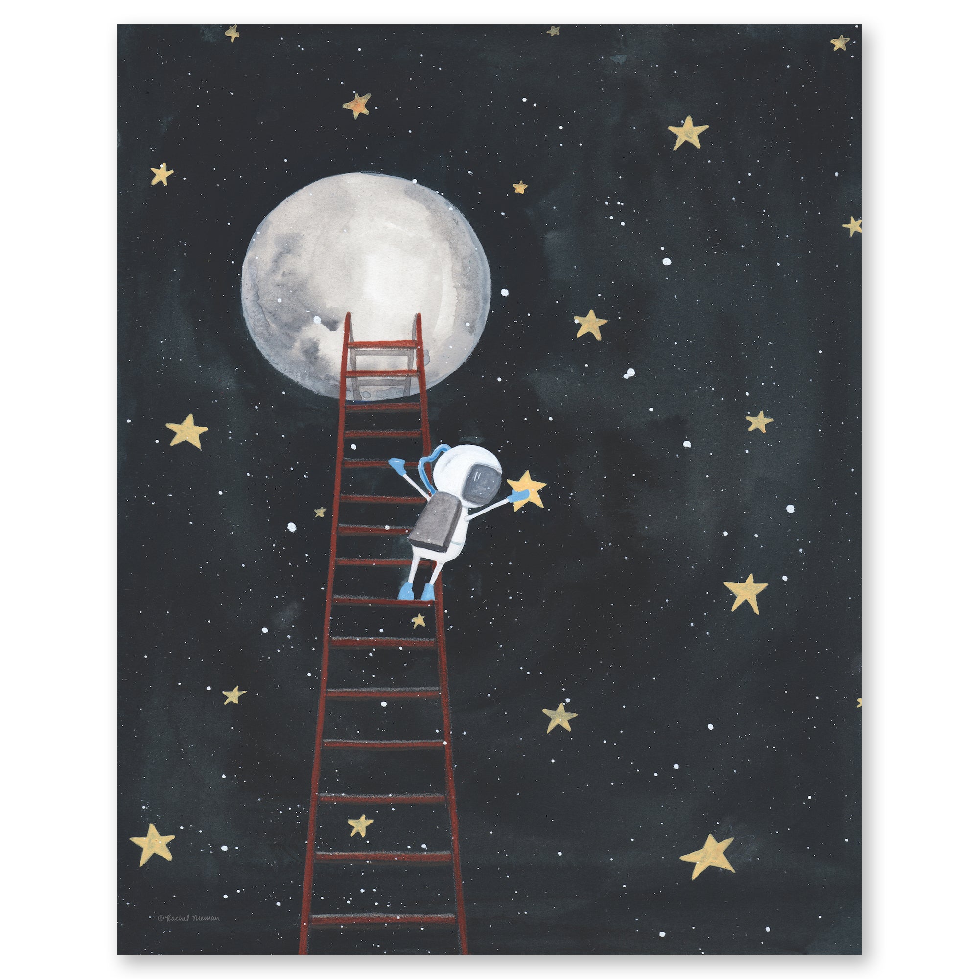 Moon Man Reach for the Stars - Gallery-Wrapped Canvas Wall Art