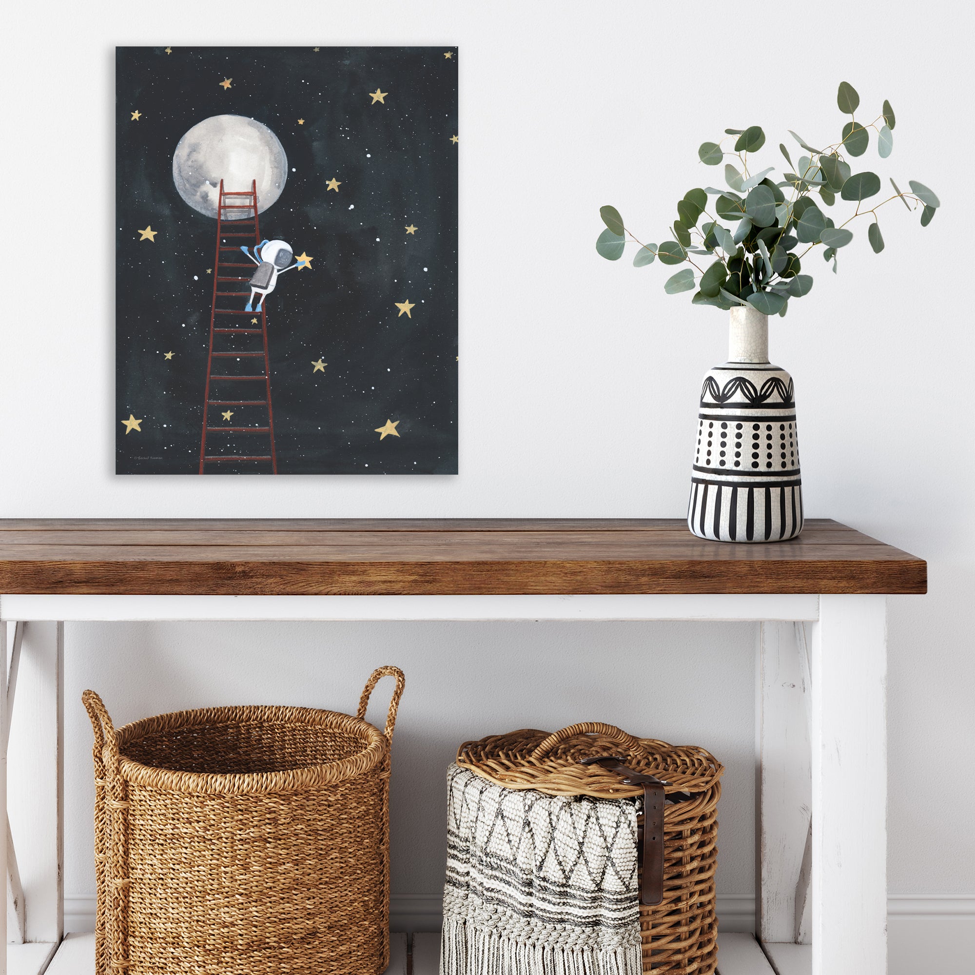 Moon Man Reach for the Stars - Gallery-Wrapped Canvas Wall Art