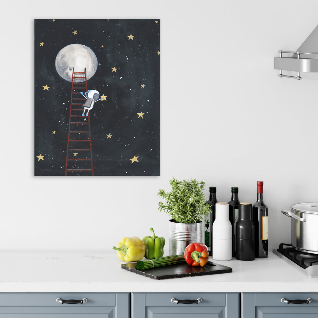 Moon Man Reach for the Stars - Gallery-Wrapped Canvas Wall Art