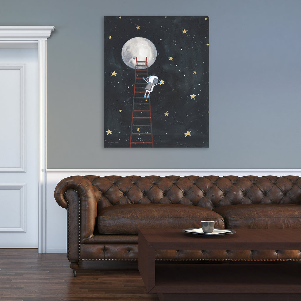 Moon Man Reach for the Stars - Gallery-Wrapped Canvas Wall Art