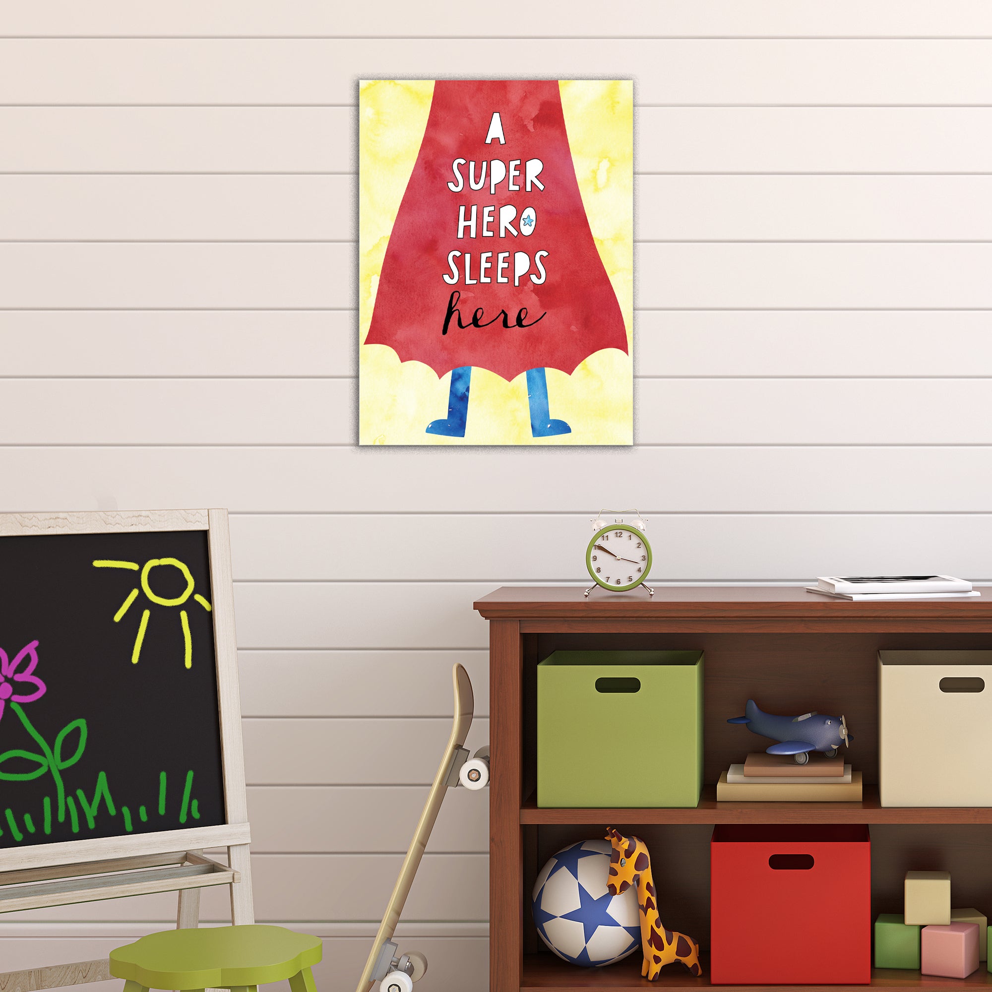 A Super Hero Sleeps Here - Gallery-Wrapped Canvas Wall Art