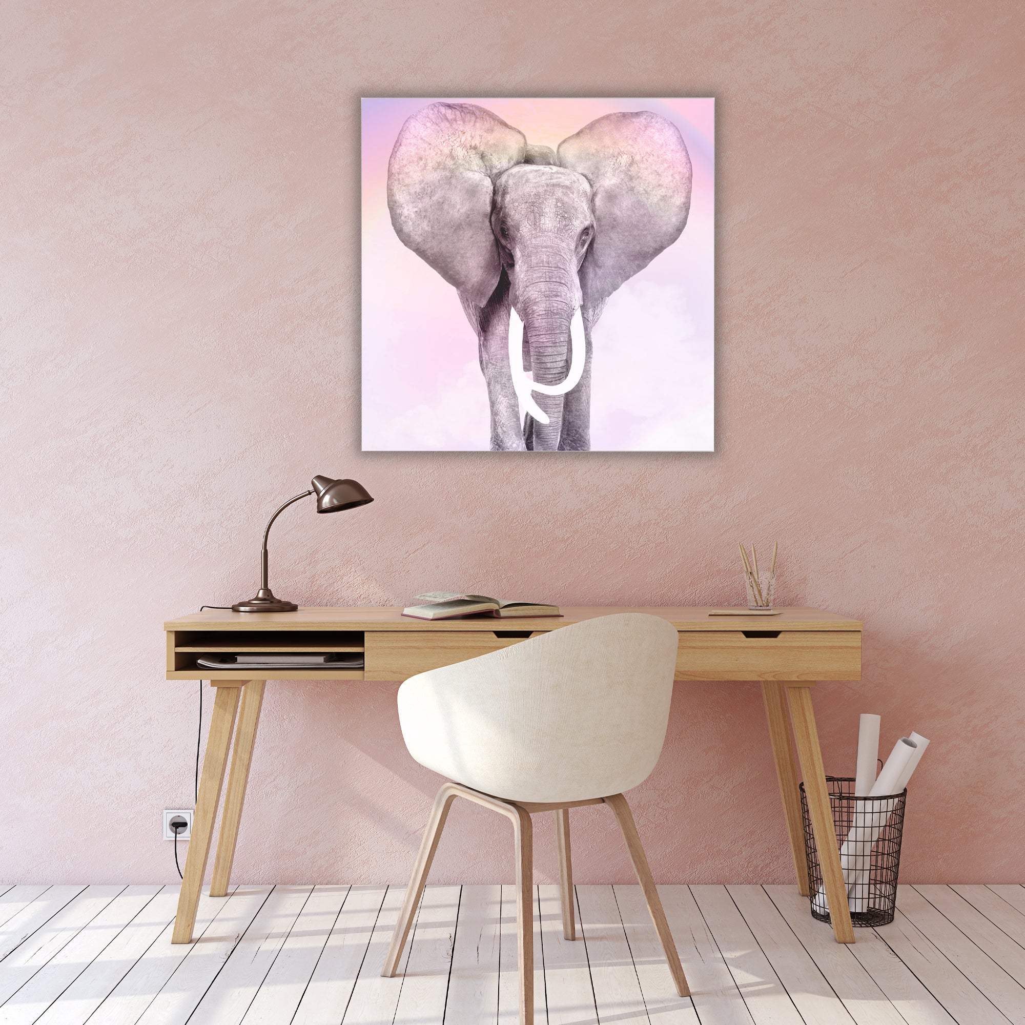 Pink Elephant I - Gallery-Wrapped Canvas Wall Art