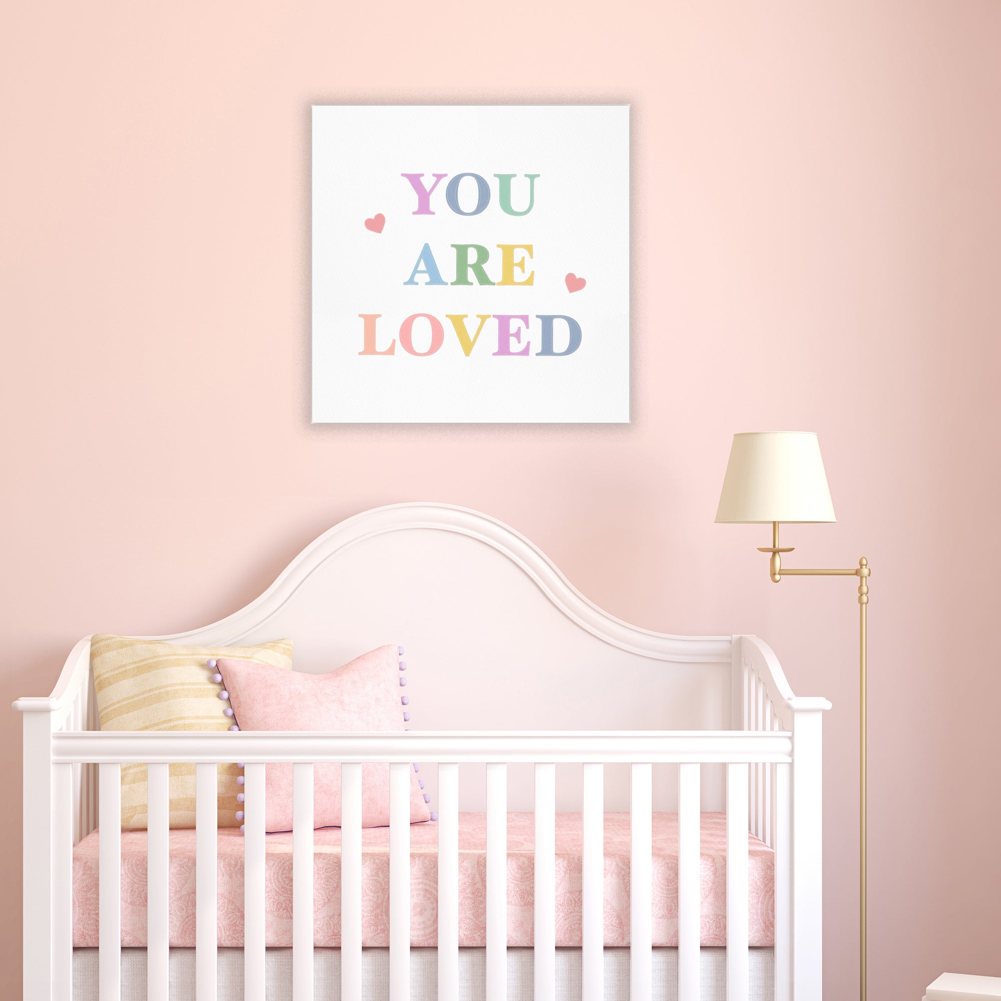 You Are Loved Fabric Pastels - Gallery-Wrapped Canvas Wall Art