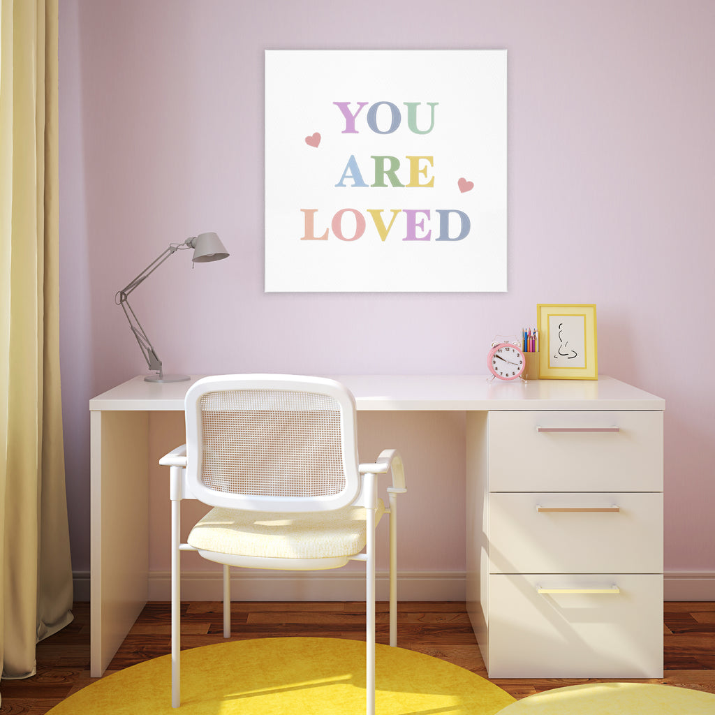 You Are Loved Fabric Pastels - Gallery-Wrapped Canvas Wall Art