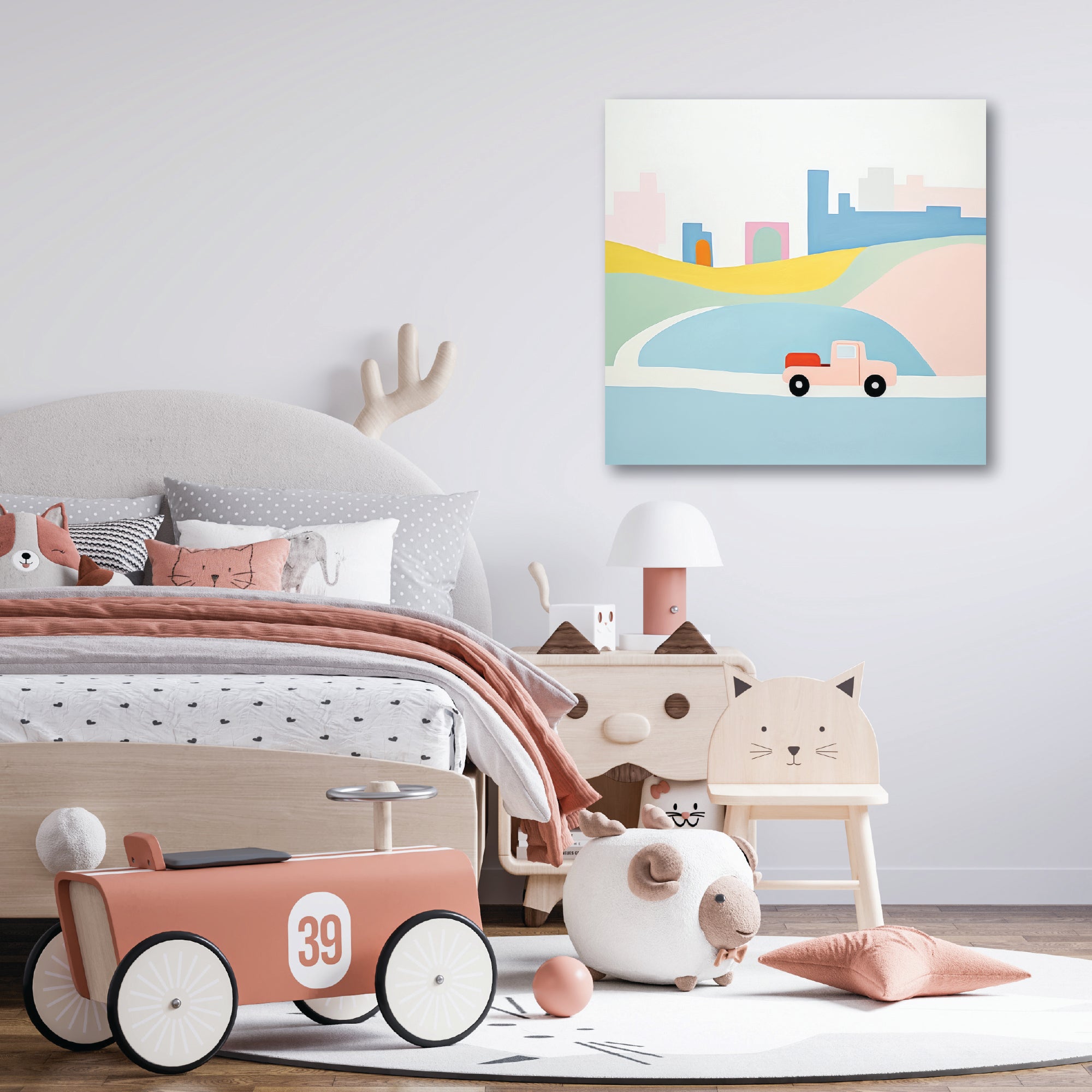 Imagination on Wheels-Pink Truck - Gallery-Wrapped Canvas Wall Art