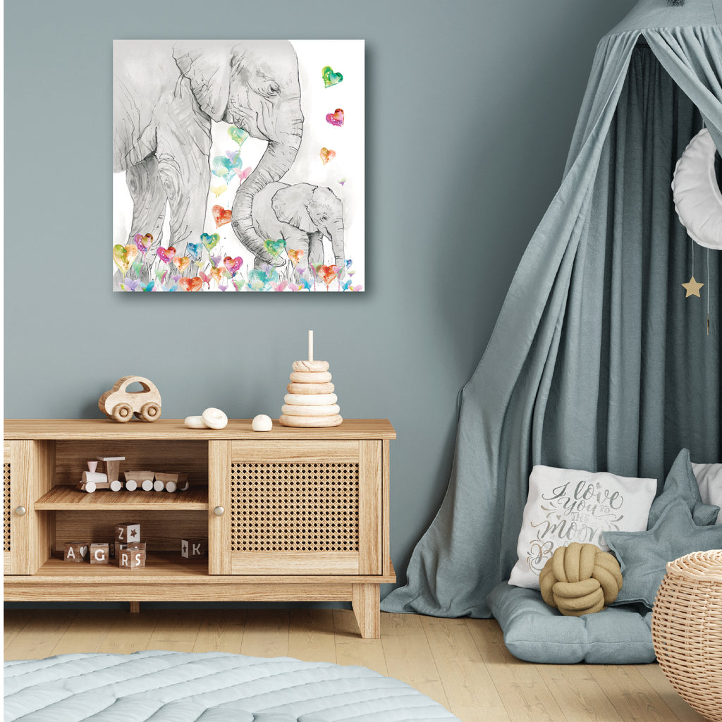 Mom & Baby Elephant - Gallery-Wrapped Canvas Wall Art