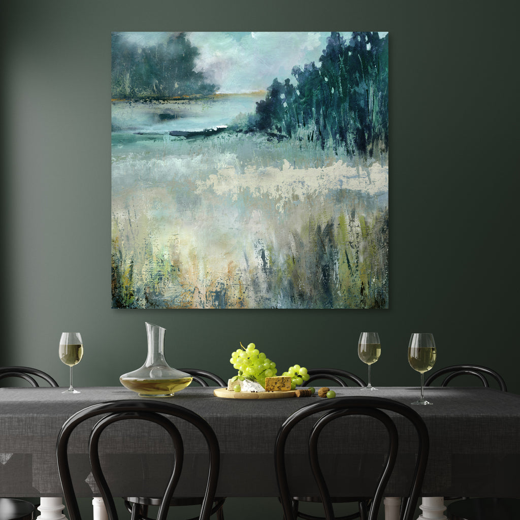 Calm River Valley Gallery-Wrapped Canvas Wall Art