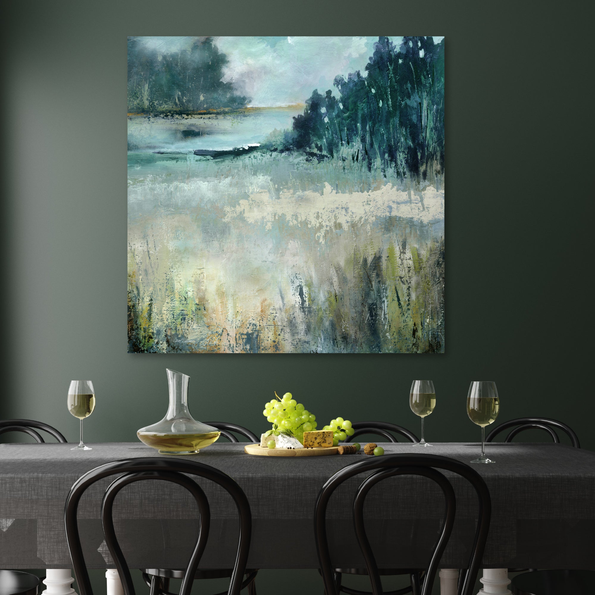 Calm River Valley Gallery-Wrapped Canvas Wall Art