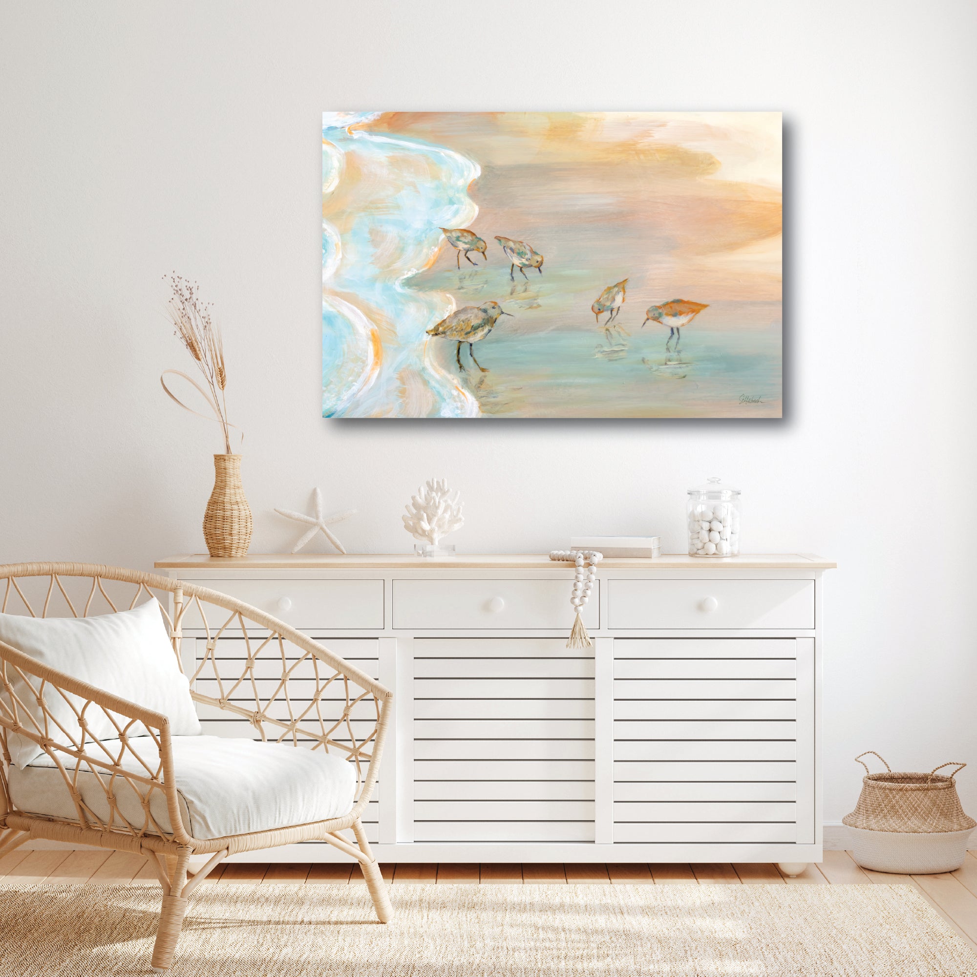 Back Bay Sandpipers Gallery-Wrapped Canvas Wall Art
