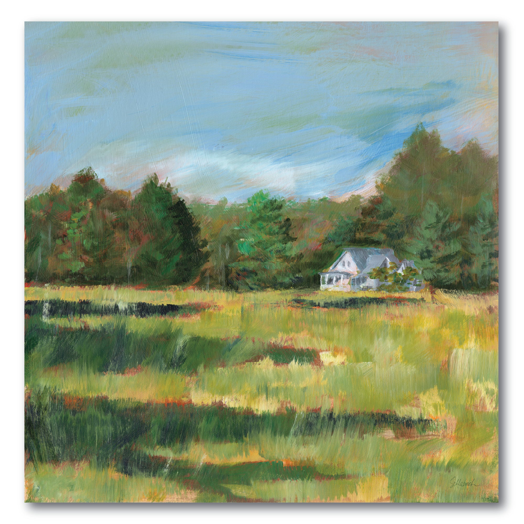 Farmhouse Across the Meadow Gallery-Wrapped Canvas Wall Art