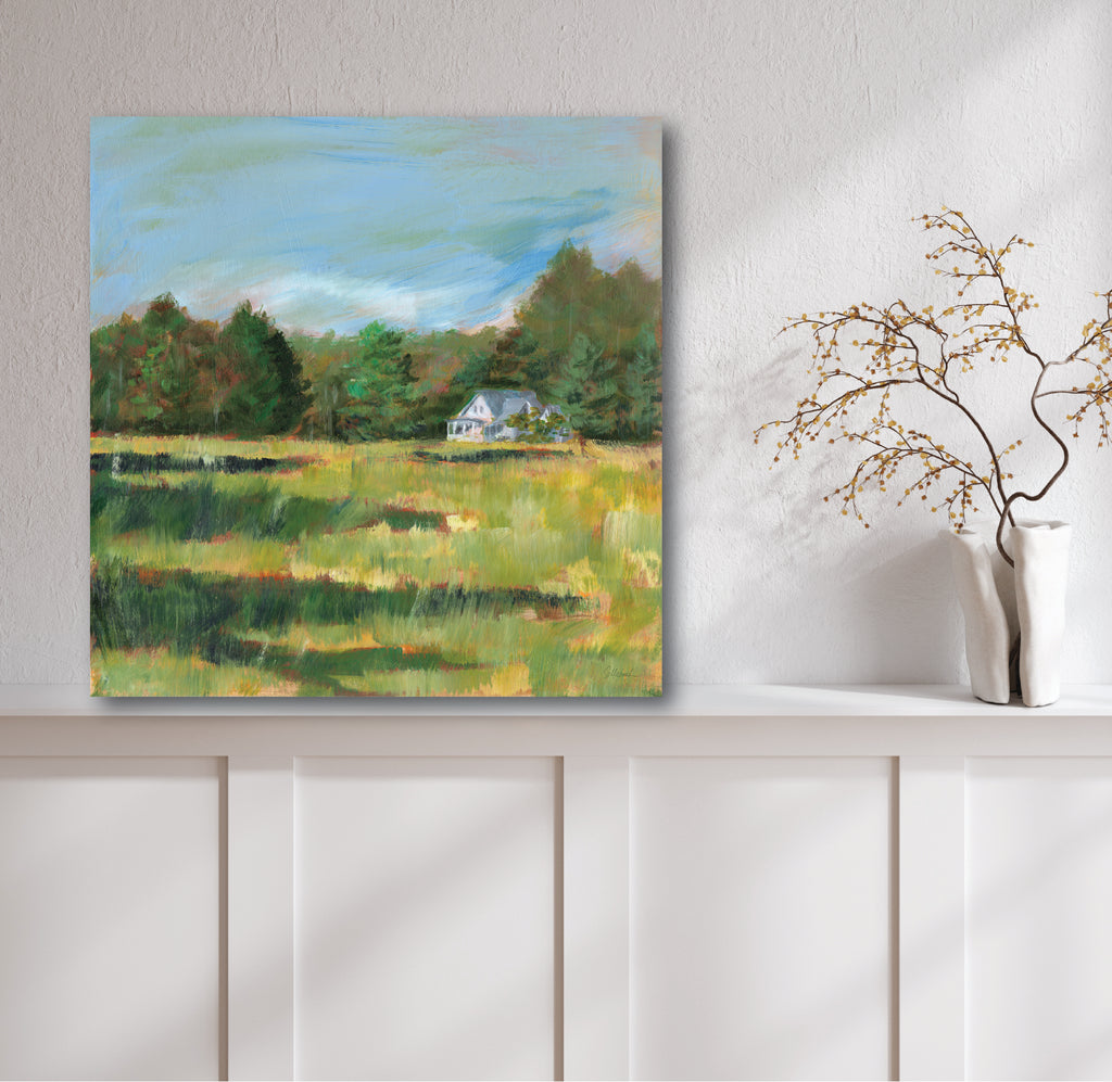 Farmhouse Across the Meadow Gallery-Wrapped Canvas Wall Art
