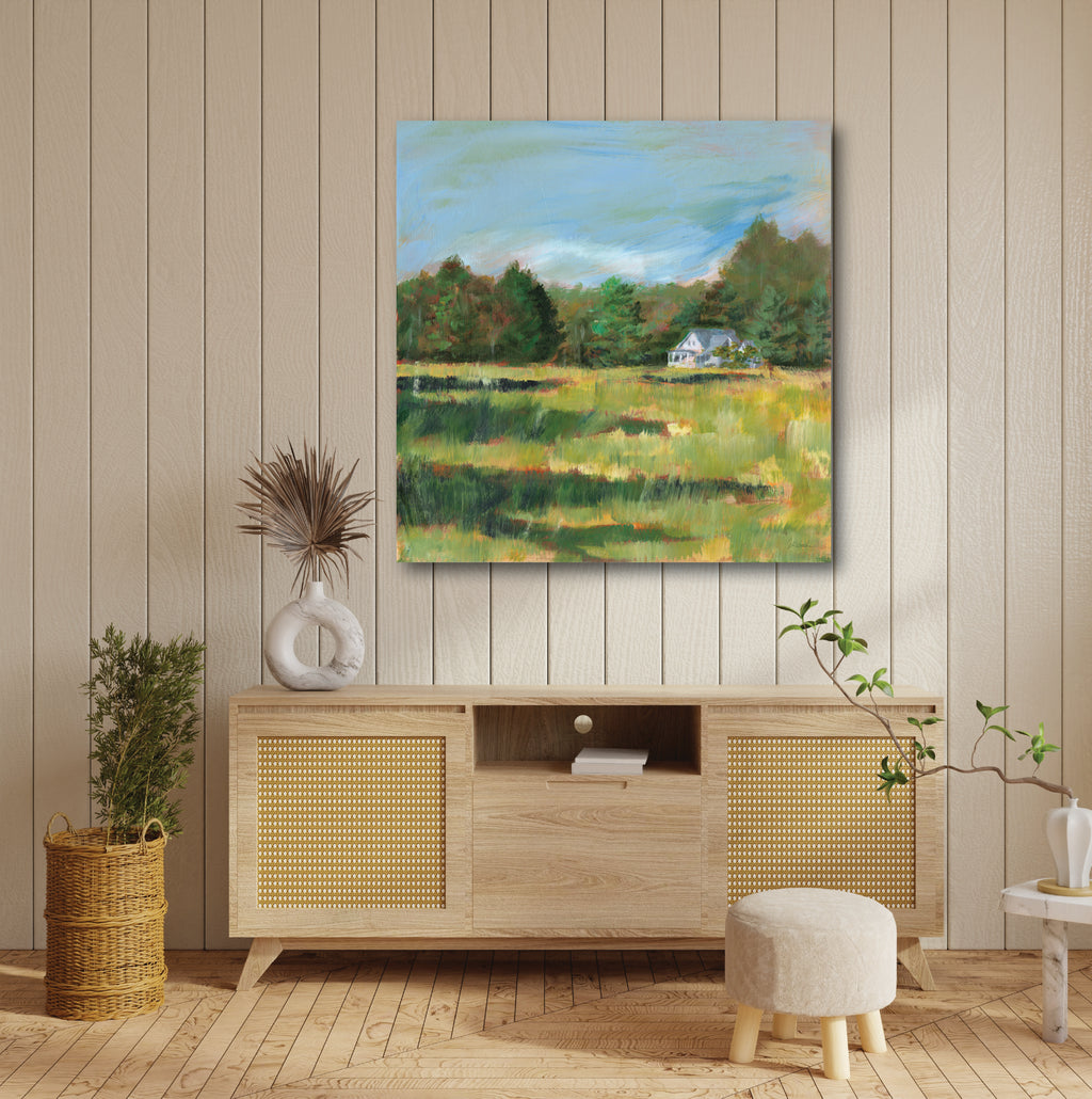 Farmhouse Across the Meadow Gallery-Wrapped Canvas Wall Art