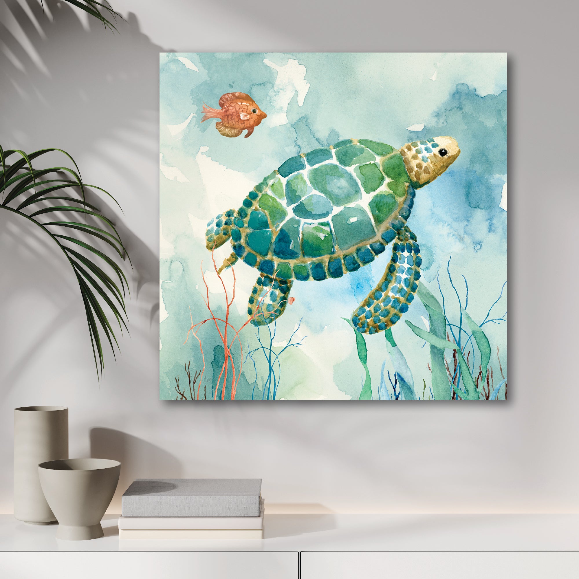 Coral Bay Sea Turtle I Gallery-Wrapped Canvas Wall Art