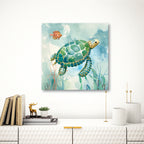 Coral Bay Sea Turtle I Gallery-Wrapped Canvas Wall Art