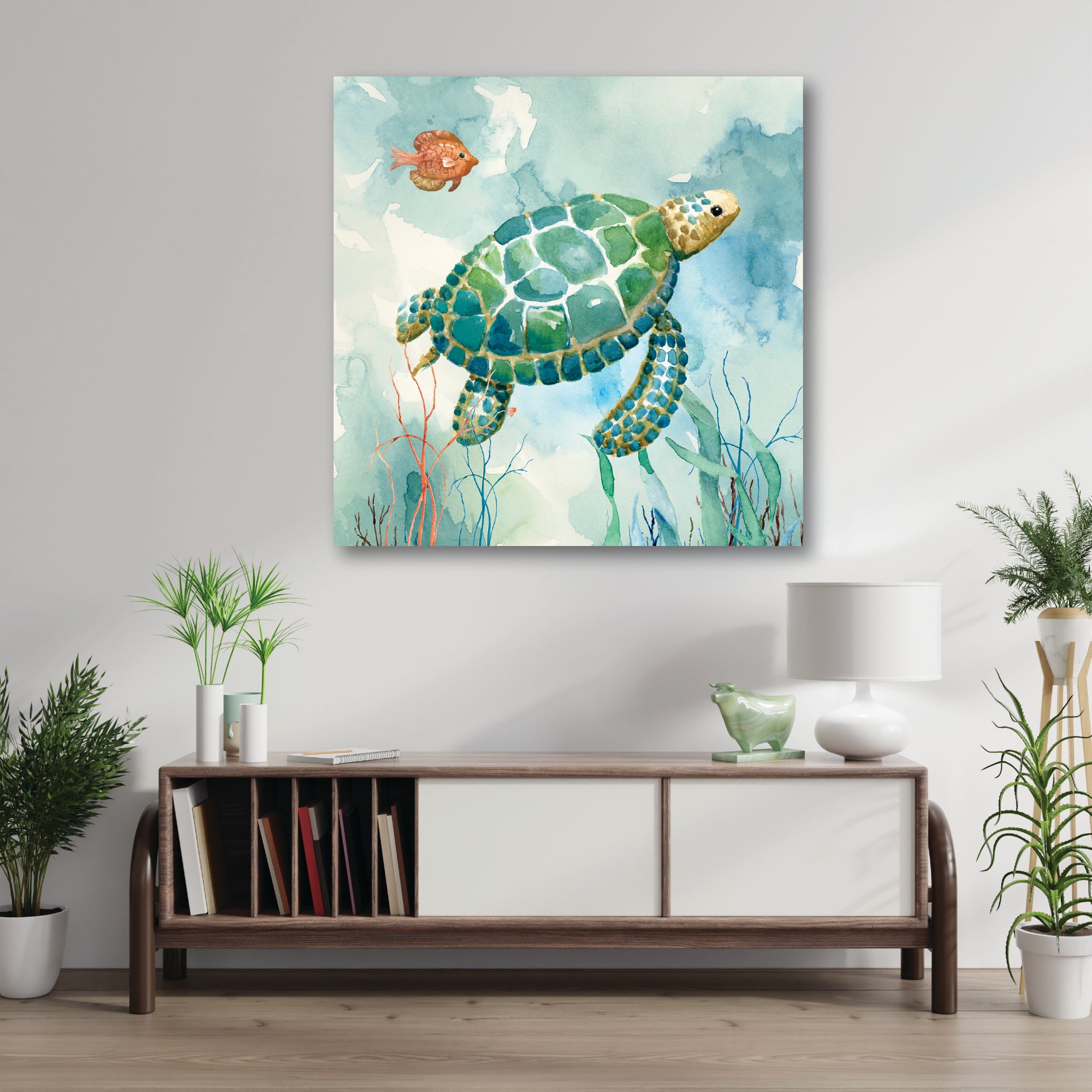 Coral Bay Sea Turtle I Gallery-Wrapped Canvas Wall Art
