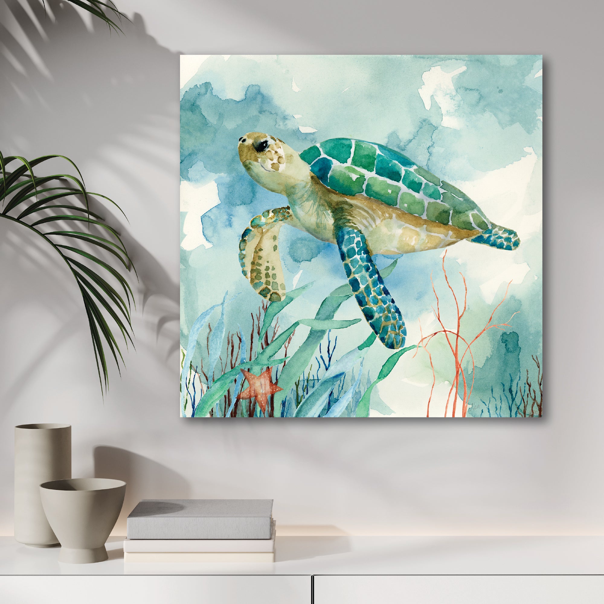 Coral Bay Sea Turtle II Gallery-Wrapped Canvas Wall Art