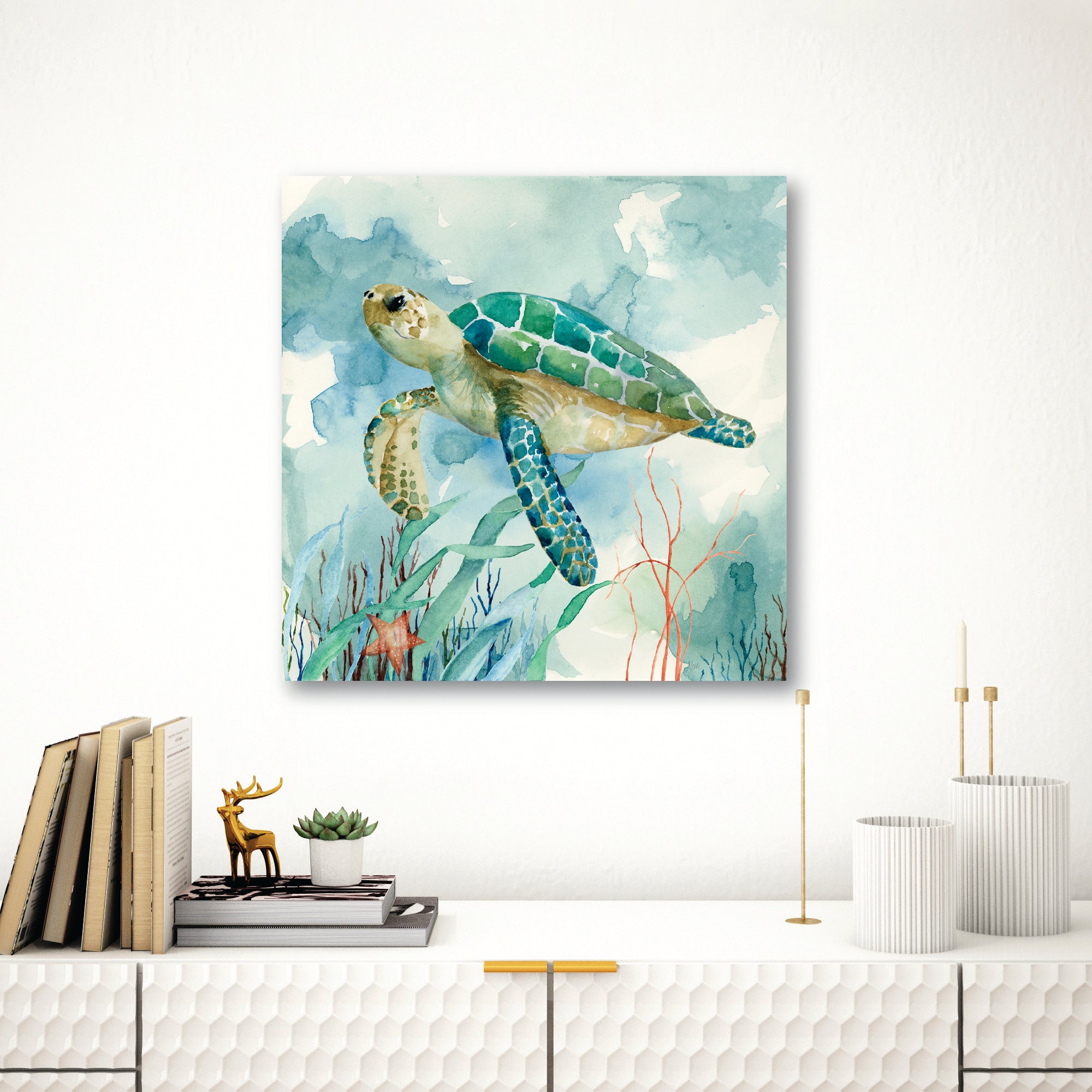 Coral Bay Sea Turtle II Gallery-Wrapped Canvas Wall Art