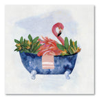 Tropical Bath Flamingo I Gallery-Wrapped Canvas Wall Art