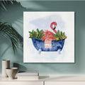 Tropical Bath Flamingo I Gallery-Wrapped Canvas Wall Art