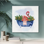 Tropical Bath Flamingo I Gallery-Wrapped Canvas Wall Art