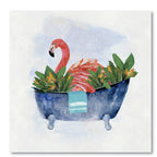 Tropical Bath Flamingo II Gallery-Wrapped Canvas Wall Art