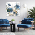 Blue & Gold Blooms Gallery-Wrapped Canvas Wall Art