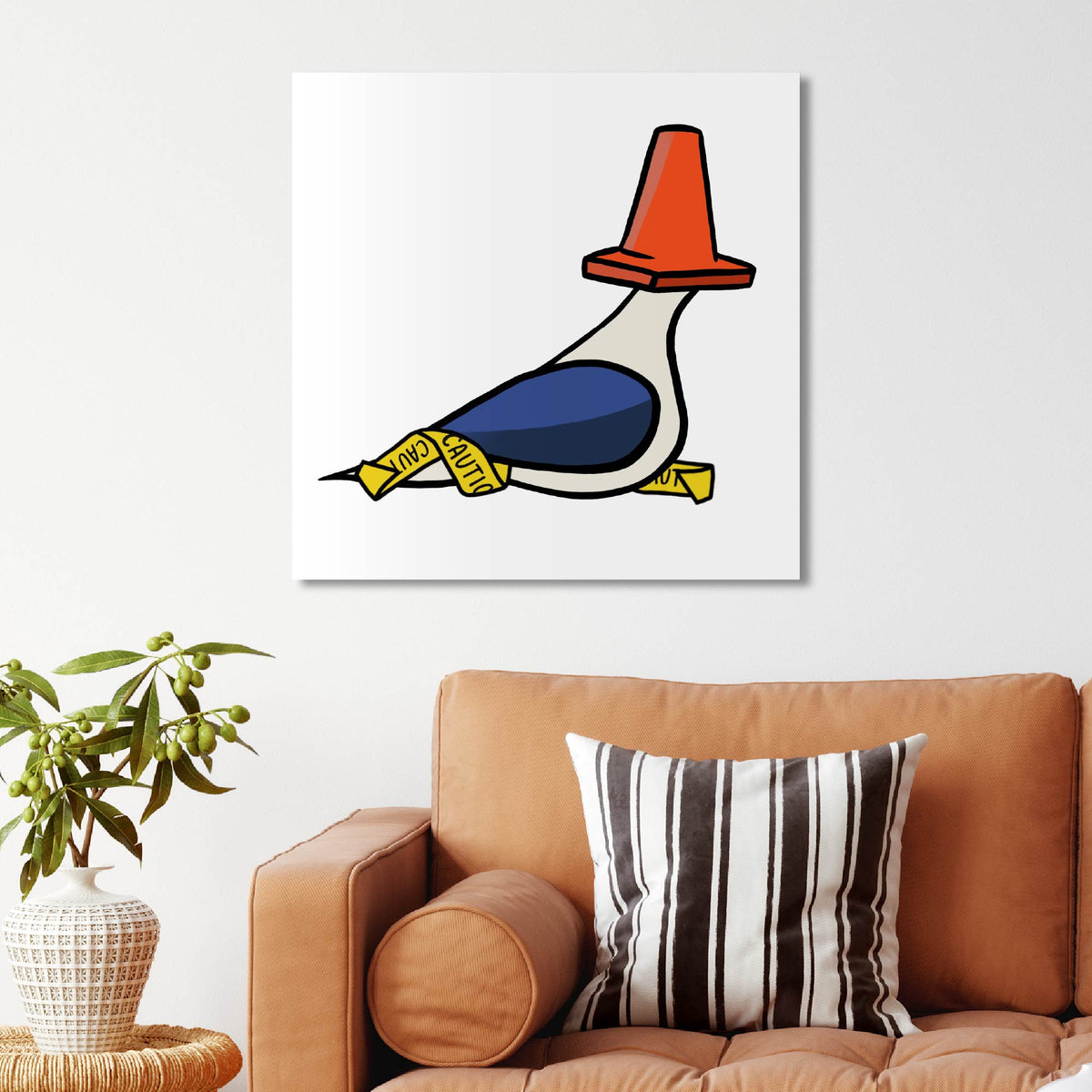 Traffic Cone Pigeon - Gallery Wrapped Canvas - Tine Bird Collection