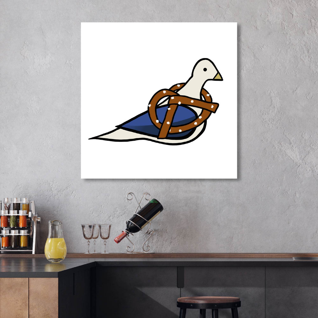 Pretzel Pigeon - Gallery Wrapped Canvas - Tine Bird Collection